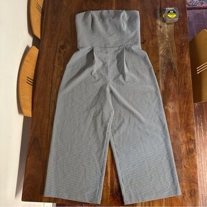 Wide Leg Checkered Crop Jumpsuit